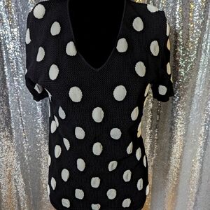 Vintage Retro Y2K Polkadot Clueless Style Netted Top Joseph A Women's XL